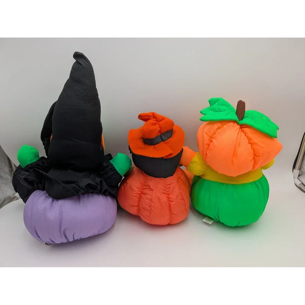 Toy Box Creations Halloween Plush Puffy Nylon Witch Cat Pumpkin Lot of 3